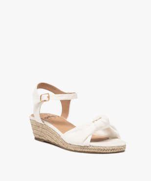 Sandales fille compensées à brides broderie anglaise vue2 - GEMO (ENFANT) - GEMO