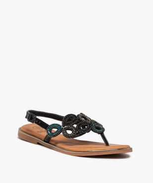 Sandales femme à entre-doigts ajourées à strass vue2 - GEMO (CASUAL) - GEMO