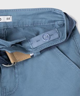 Bermuda chino en twill de coton stretch avec revers et ceinture garçon vue2 - GEMO (ENFANT) - GEMO