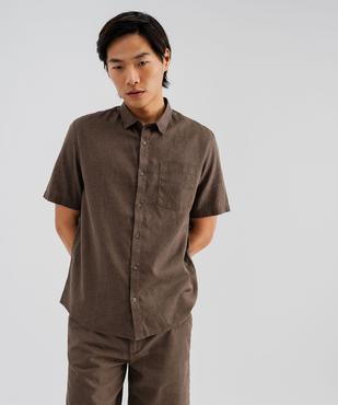 Chemise à manches courtes en lin et coton coupe regular homme vue1 - GEMO 4G HOMME - GEMO