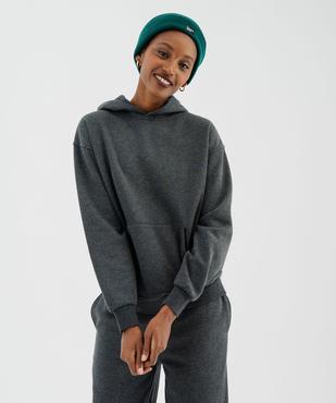 Sweat à capuche en molleton uni femme vue1 - GEMO 4G FEMME - GEMO