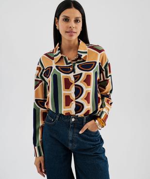 Chemise fluide à motifs géométriques femme vue1 - GEMO(FEMME PAP) - GEMO