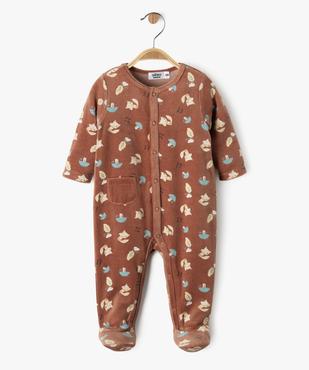 Pyjama en velours ouverture devant à motifs forêt bébé garçon vue2 - GEMO 4G BEBE - GEMO