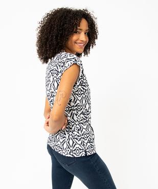 Tee-shirt droit fendu à manches courtes imprimé femme vue1 - GEMO 4G FEMME - GEMO