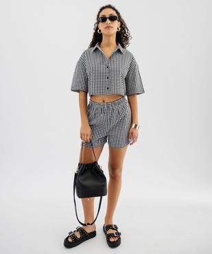 Short vichy en seersucker à taille élastiquée femme vue5 - GEMO(FEMME PAP) - GEMO