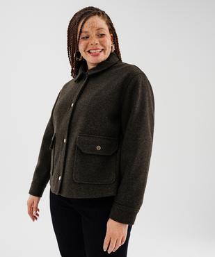 Manteau court aspect drap de laine à boutons-pression femme grande taille vue1 - GEMO (G TAILLE) - GEMO