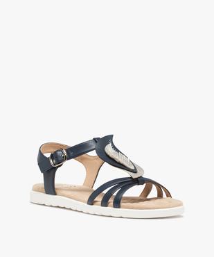 Sandales femme plates dessus feuille métallisée vue2 - GEMO (CASUAL) - GEMO