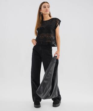 Tee-shirt sans manches en dentelle ajourée coupe loose femme vue4 - GEMO(FEMME PAP) - GEMO