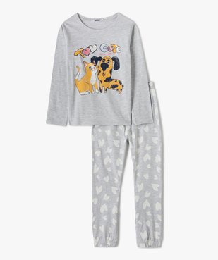 Pyjama fille avec motif chien et chat vue1 - GEMO (ENFANT) - GEMO