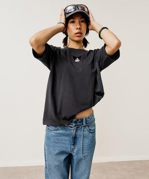 Tee-shirt manches courtes en jersey de coton imprimé devant et dos fille - Kuromi vue7 - KUROMI - GEMO