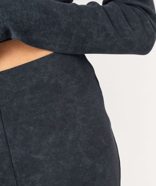 Pantalon large en maille côtelée à taille haute élastique femme vue2 - GEMO(FEMME PAP) - GEMO