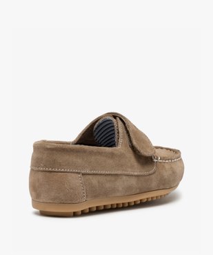 Mocassins garçon à scratch dessus cuir retourné uni vue4 - GEMO (ENFANT) - GEMO