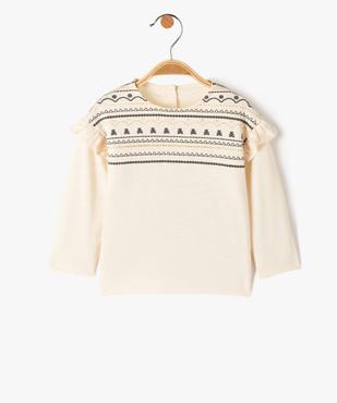 Tee-shirt bébé fille manches longues, volants et micro-motifs - LuluCastagnette vue1 - LULUCASTAGNETTE - GEMO
