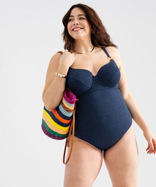 Maillot de bain une pièce femme grande taille à paillettes vue1 - GEMO (PLAGE) - GEMO