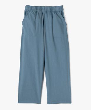 Pantalon large en coton et lin avec taille élastique fille vue1 - GEMO (ENFANT) - GEMO