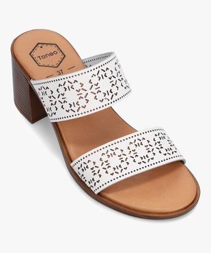 Mules femme à talon dessus cuir ajouré - Tanéo vue5 - TANEO - GEMO