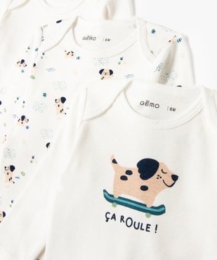 Body à manches longues et col US en coton biologique bébé (lot de 3) vue3 - GEMO 4G BEBE - GEMO