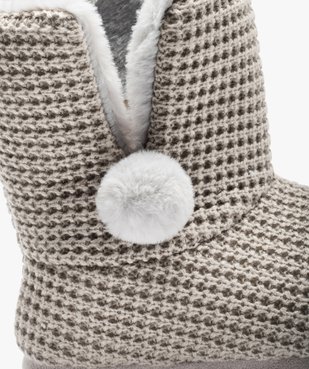 Chaussons femme boots dessus maille et intérieur fourré vue6 - GEMO(HOMWR FEM) - GEMO