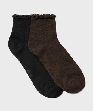 Socquettes en maille ajourée à bord roulotté femme (lot de 2 paires) vue1 - GEMO(HOMWR FEM) - GEMO
