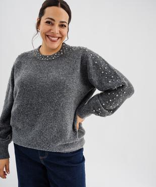 Pull en maille douillette avec strass femme grande taille vue3 - GEMO (G TAILLE) - GEMO