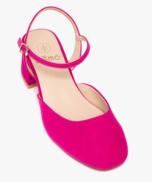 Escarpins femme à talon carré en suédine avec bride cheville  vue5 - GEMO 4G FEMME - GEMO