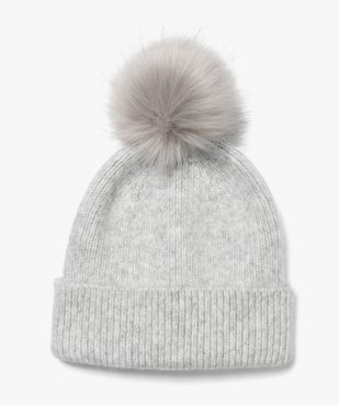 Bonnet en maille avec pompon poilu fille vue2 - GEMO (JUNIOR) - GEMO