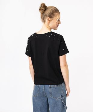 Tee-shirt à manches courtes avec perles femme vue3 - GEMO(FEMME PAP) - GEMO