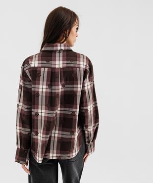 Chemise à carreaux et motifs brodés ajourés femme vue3 - GEMO(FEMME PAP) - GEMO