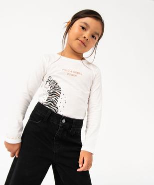 Tee-shirt manches longues imprimé pailleté fille vue1 - GEMO 4G FILLE - GEMO