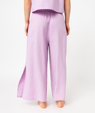 Pantalon de pyjama contenant du lin coupe large femme vue3 - GEMO 4G FEMME - GEMO