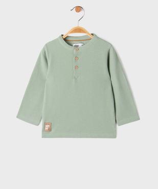 Tee-shirt manches longues en maille nid d’abeille bébé garçon vue1 - GEMO 4G BEBE - GEMO