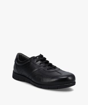 Baskets homme unies dessus cuir fermeture lacets  vue2 - GEMO (CONFORT) - GEMO