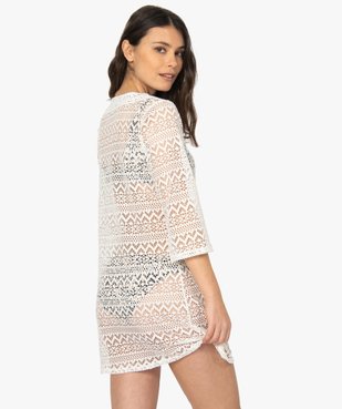 Robe de plage femme courte ajourée à manches 3/4 vue3 - GEMO (PLAGE) - GEMO