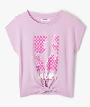 Tee-shirt fille à manches courtes, base nouée et imprimé vue1 - GEMO (ENFANT) - GEMO