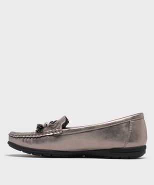 Mocassins femme dessus souple et uni à détails strass vue3 - G'FLEX - GEMO