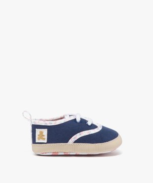 Chaussons de naissance en toile à liseré fleuri - LuluCastagnette vue1 - LULUCASTAGNETTE - GEMO