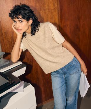 Pull sans manches en maille douillette chinée femme vue5 - GEMO(FEMME PAP) - GEMO