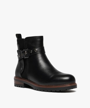 Boots femme à zip et détails suédés avec bride fantaisie  vue3 - GEMO (CASUAL) - GEMO