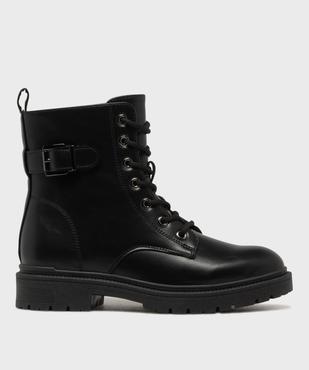 Boots crantées look rangers à lacets et zip femme vue1 - 5 MILES - GEMO