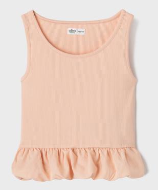 Débardeur en maille côtelée extensible à basque fille vue1 - GEMO 4G FILLE - GEMO
