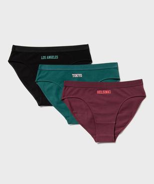 Culottes en coton stretch avec inscriptions urbaines fille (lot de 3) vue1 - GEMO 4G FILLE - GEMO