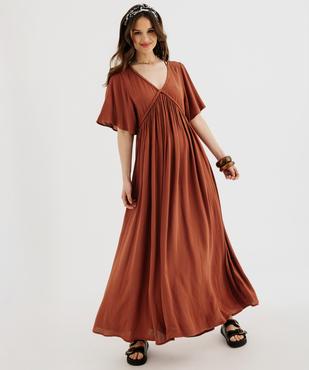 Robe longue à manches courtes amples en viscose femme vue4 - GEMO 4G FEMME - GEMO