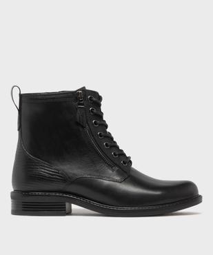 Boots en cuir à talon plat, lacets et zips femme - Tanéo vue1 - TANEO - GEMO