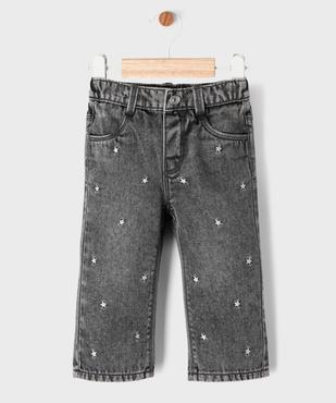 Jean avec étoiles brodées bébé fille vue1 - GEMO(BEBE DEBT) - GEMO