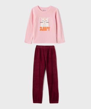 Pyjama en maille polaire avec motif chat fille vue2 - GEMO 4G FILLE - GEMO