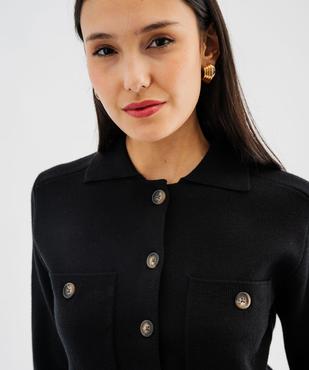 Cardigan à col polo avec poches poitrine femme vue2 - GEMO 4G FEMME - GEMO