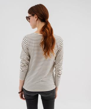 Tee-shirt manches longues rayé femme vue3 - GEMO 4G FEMME - GEMO
