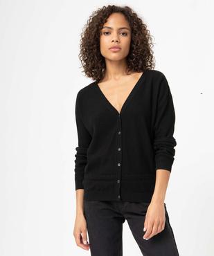 Pull femme avec dos boutonné à col V  vue1 - GEMO(FEMME PAP) - GEMO