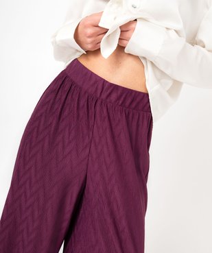Pantalon large en maille stretch texturée femme vue2 - GEMO(FEMME PAP) - GEMO