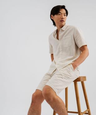 Chemise à manches courtes en lin et coton coupe regular homme vue2 - GEMO 4G HOMME - GEMO